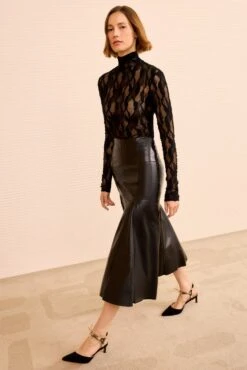 ULLA JOHNSON Ulyssa Long Sleeve Turtleneck Top - Noir -ULLA JOHNSON Outlet ULLAJOHNSON UlyssaLaceTurtleneckTop NOIR PS260802 04