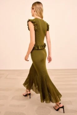 ULLA JOHNSON Vera Midi Skirt - Olive 11 ULLA JOHNSON Vera Midi Skirt - Olive -ULLA JOHNSON Outlet ULLAJOHNSON VeraKnitMidiSkirt OLIVE PS260762 06