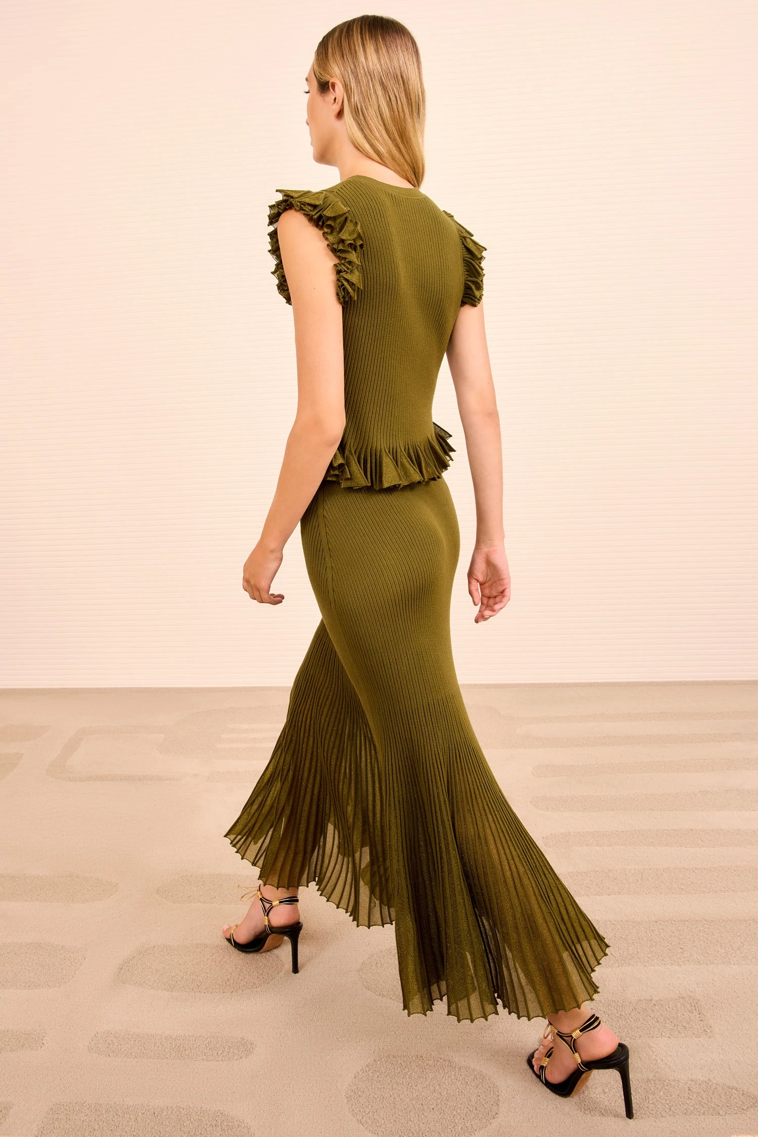 ULLA JOHNSON Vera Midi Skirt - Olive 6 ULLA JOHNSON Vera Midi Skirt - Olive - Image 6