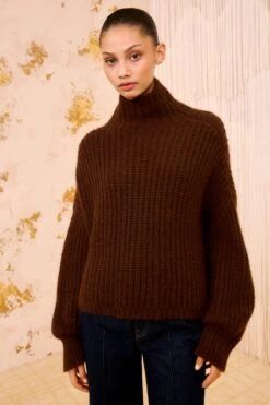 ULLA JOHNSON Veron Alpaca Knit Turtleneck - Walnut