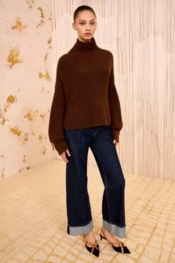 ULLA JOHNSON Veron Alpaca Knit Turtleneck - Walnut -ULLA JOHNSON Outlet ULLAJOHNSON VeronAlpacaKnitTurtleneck MAHOGANY FA250717 03