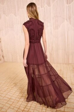 ULLA JOHNSON Verona Silk Smocked Gown - Mahogany -ULLA JOHNSON Outlet ULLAJOHNSON VeronaSilkSmockedGown MAHOGANY FA250121 04