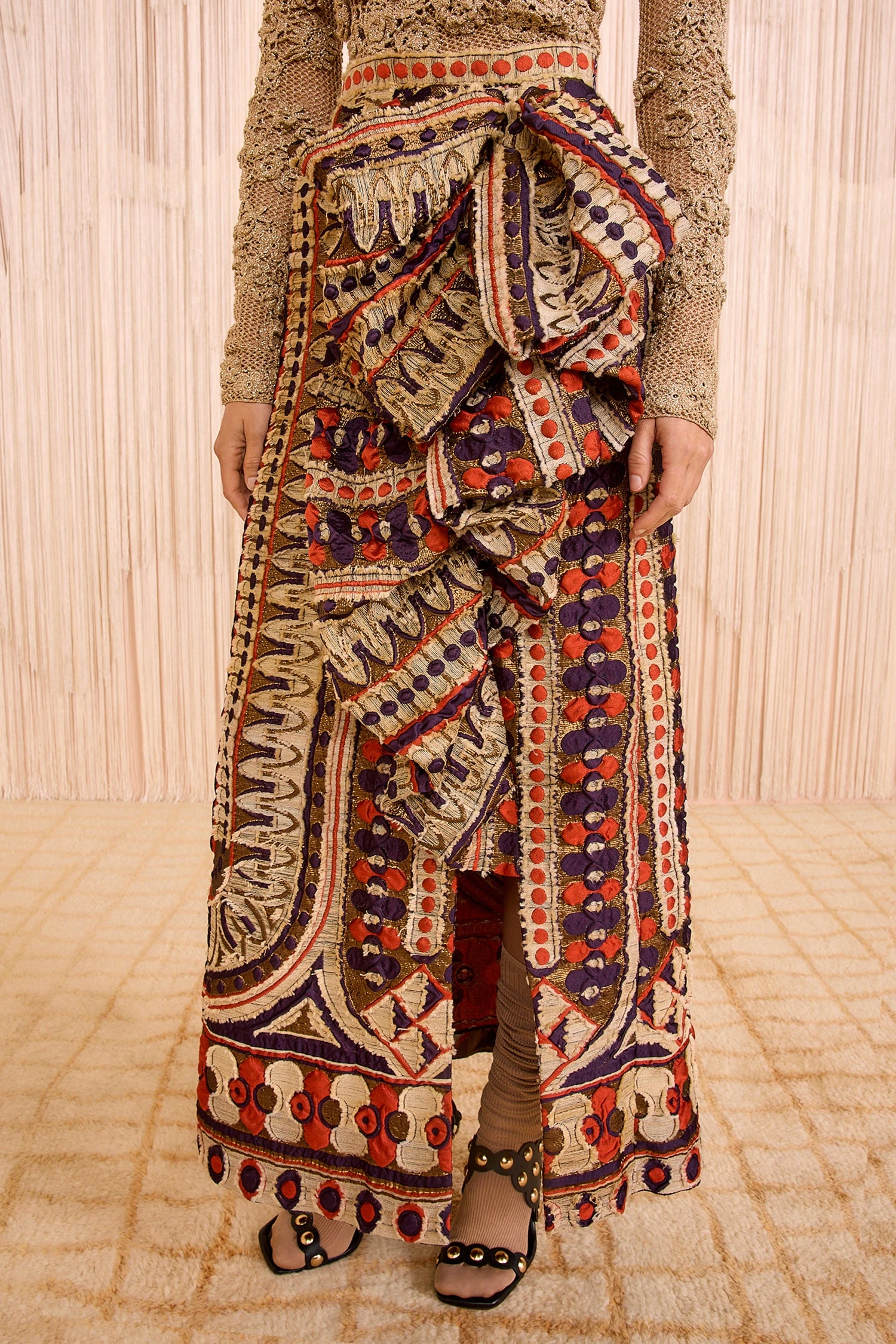 ULLA JOHNSON Yasmin Jacquard High Waist Ruffle Front - Ametrine 1 ULLA JOHNSON Yasmin Jacquard High Waist Ruffle Front - Ametrine