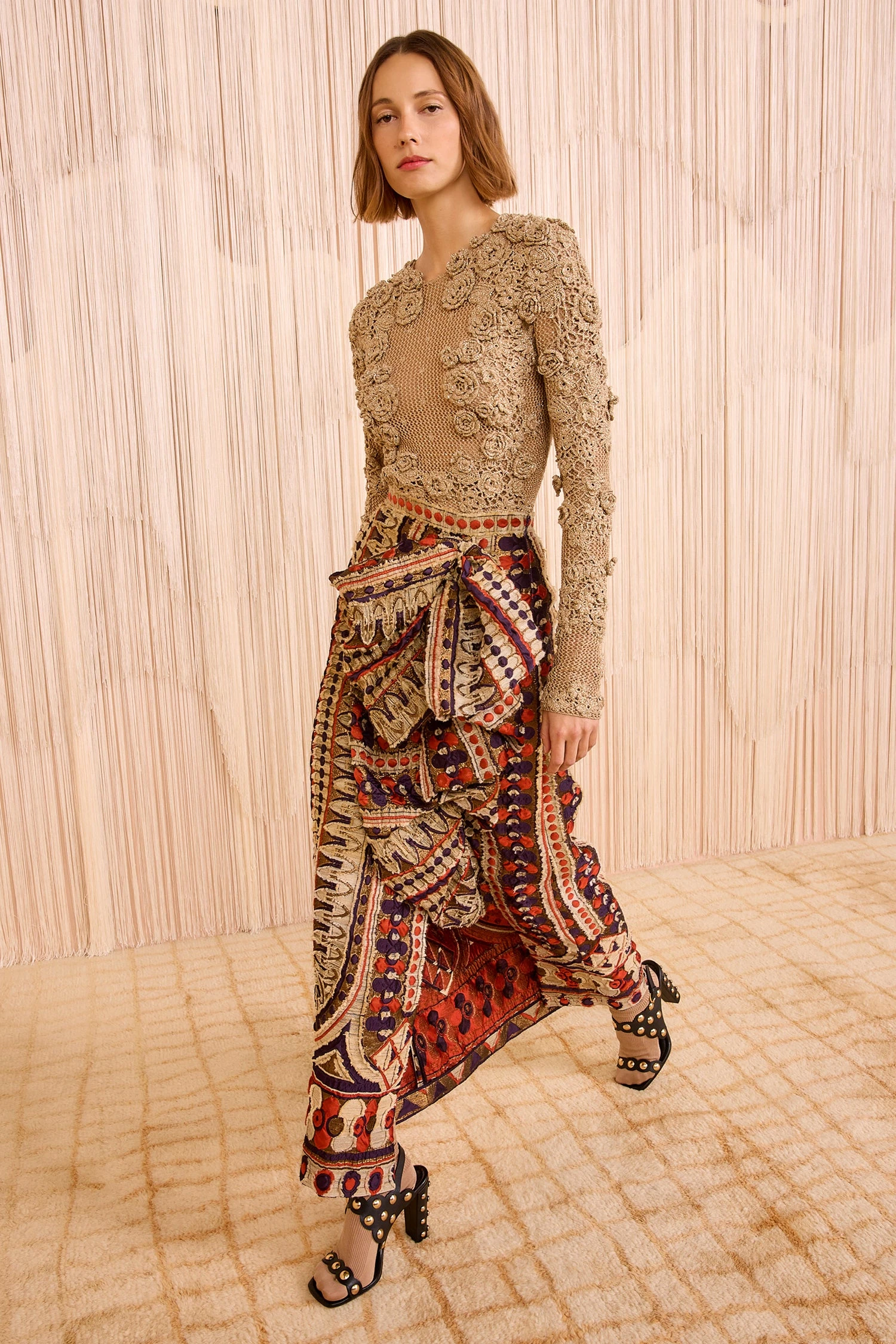 ULLA JOHNSON Yasmin Jacquard High Waist Ruffle Front - Ametrine 2 ULLA JOHNSON Yasmin Jacquard High Waist Ruffle Front - Ametrine - Image 2