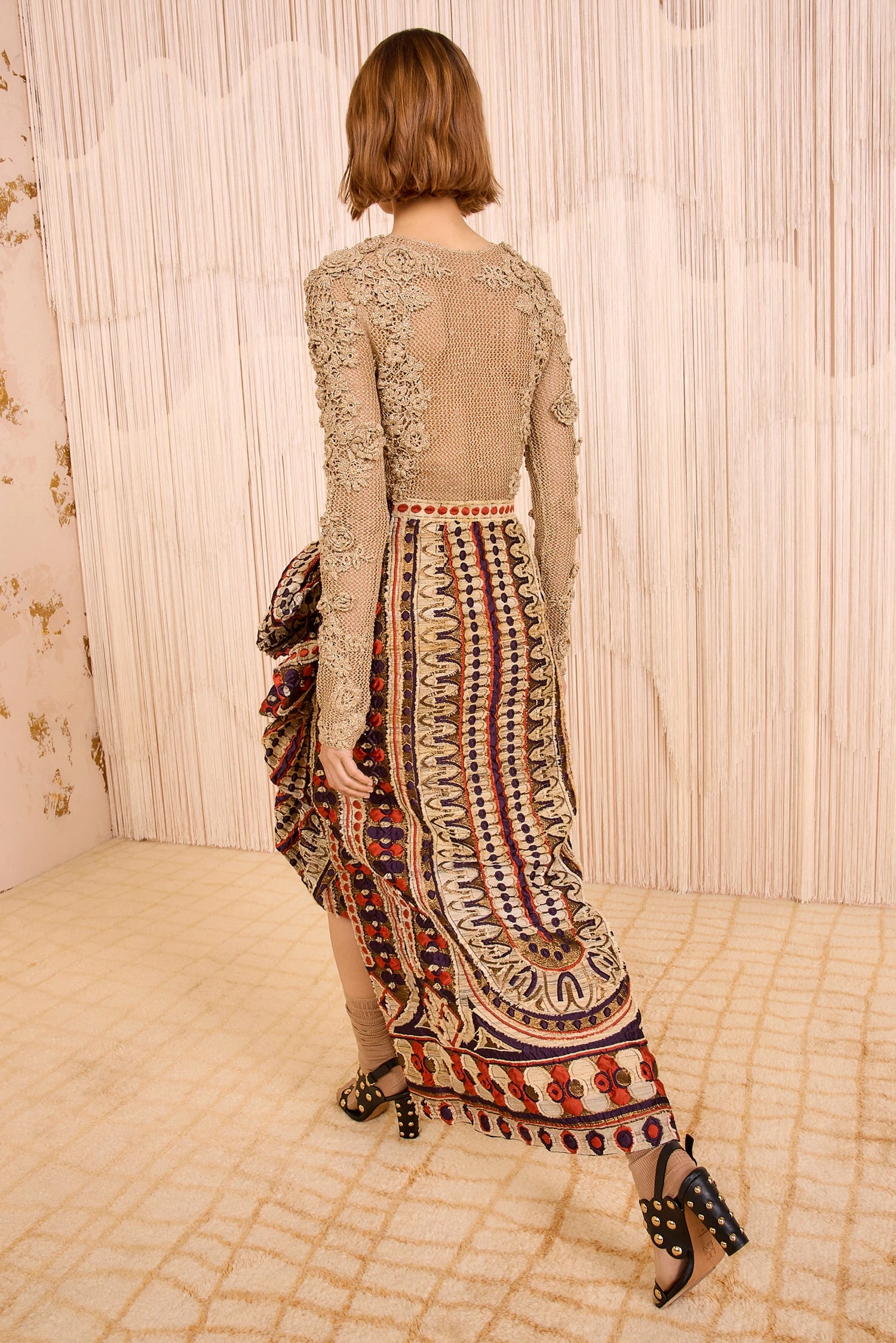 ULLA JOHNSON Yasmin Jacquard High Waist Ruffle Front - Ametrine 4 ULLA JOHNSON Yasmin Jacquard High Waist Ruffle Front - Ametrine - Image 4