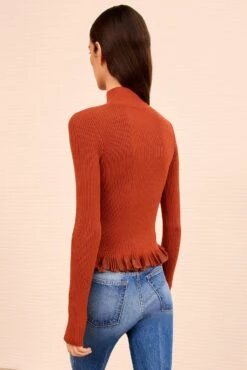 ULLA JOHNSON Yulia Ruffle Turtleneck Top - Copper 7 ULLA JOHNSON Yulia Ruffle Turtleneck Top - Copper -ULLA JOHNSON Outlet ULLAJOHNSON YuliaKnitTurtleneckTop COPPER PS260723 04