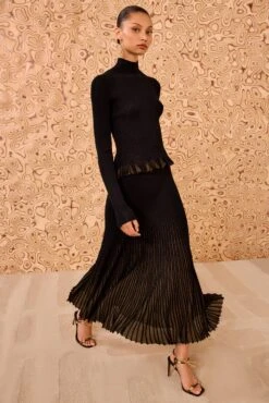 ULLA JOHNSON Yulia Ruffle Turtleneck Top - Noir