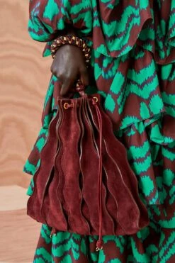 ULLA JOHNSON Adria Large Pleated Wave Bag - Mahogany