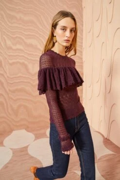 ULLA JOHNSON Augustina Pullover - Mahogany -ULLA JOHNSON Outlet ULLA JOHNSON Augustina Pullover MAHOGANY 05