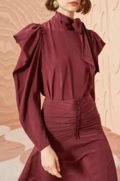 ULLA JOHNSON Brea Blouse - Mahogany 7 ULLA JOHNSON Brea Blouse - Mahogany -ULLA JOHNSON Outlet ULLA JOHNSON Brea Blouse MAHOGANY 02 ALT