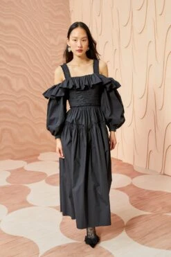 ULLA JOHNSON Caprice Dress - Noir 9 ULLA JOHNSON Caprice Dress - Noir -ULLA JOHNSON Outlet ULLA JOHNSON Caprice Dress NOIR 04