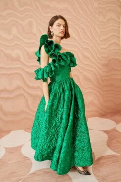 ULLA JOHNSON Cosima Gown - Emerald -ULLA JOHNSON Outlet ULLA JOHNSON Cosima Gown EMERALD 0060