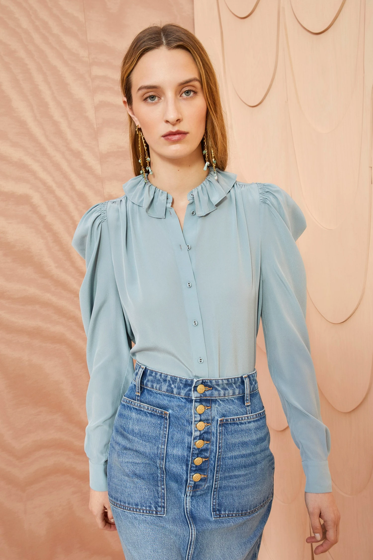 ULLA JOHNSON Dara Blouse - Agave 1 ULLA JOHNSON Dara Blouse - Agave