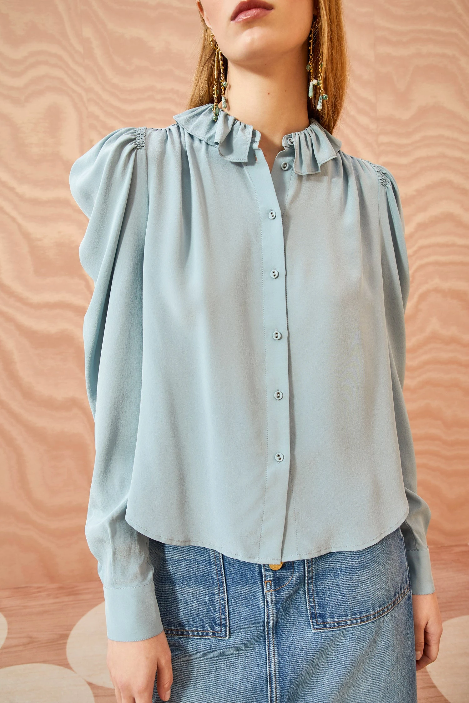 ULLA JOHNSON Dara Blouse - Agave 2 ULLA JOHNSON Dara Blouse - Agave - Image 2