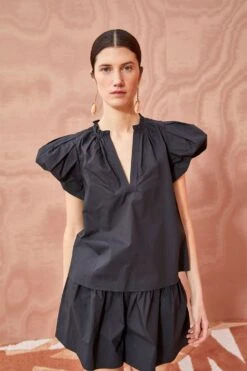 ULLA JOHNSON Evelyn Top - Noir -ULLA JOHNSON Outlet ULLA JOHNSON EVELYN TOP NOIR 05