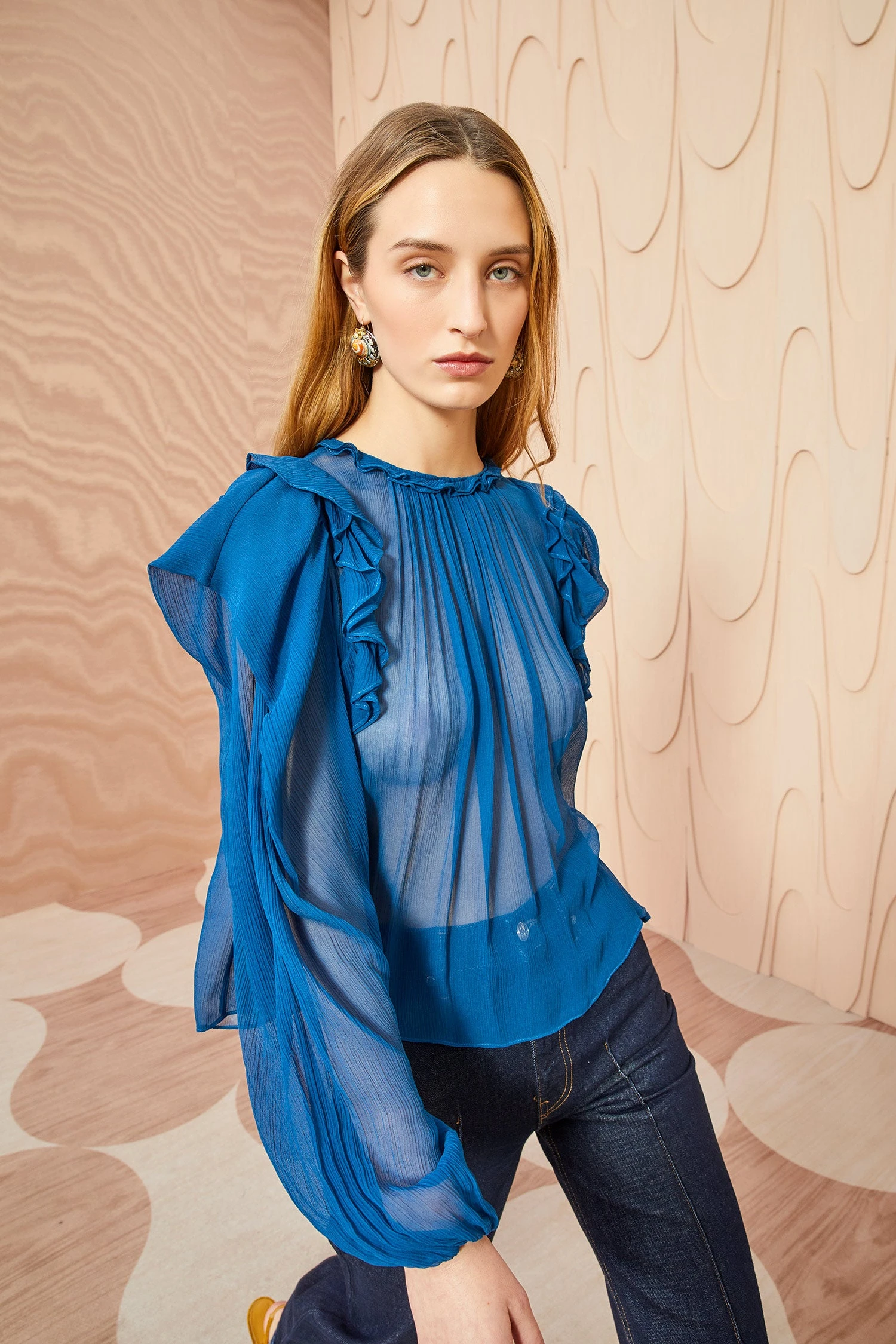 ULLA JOHNSON Elvia Blouse - Sapphire 3 ULLA JOHNSON Elvia Blouse - Sapphire - Image 3