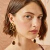ULLA JOHNSON Hammered Chain Flower Drop Earring - Tiger's Eye