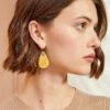 ULLA JOHNSON Hammered Chain Organic Stone Earring - Maligano Jasper