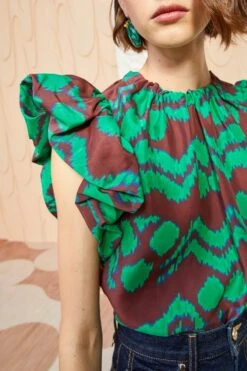 Featured Products -ULLA JOHNSON Outlet ULLA JOHNSON Iren Top MALACHITE 02 ALT