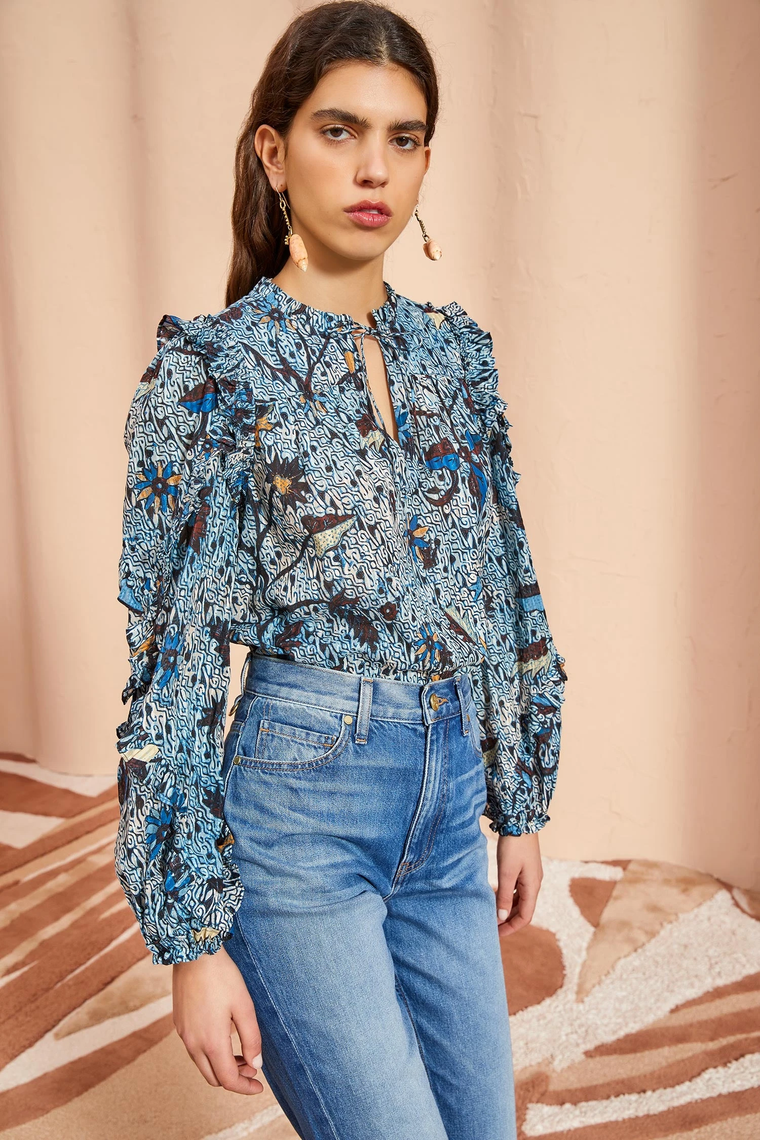 ULLA JOHNSON Manet Blouse - Morning Glory 1 ULLA JOHNSON Manet Blouse - Morning Glory