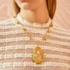 ULLA JOHNSON Hammered Chain Organic Stone Pendant - Maligano Jasper