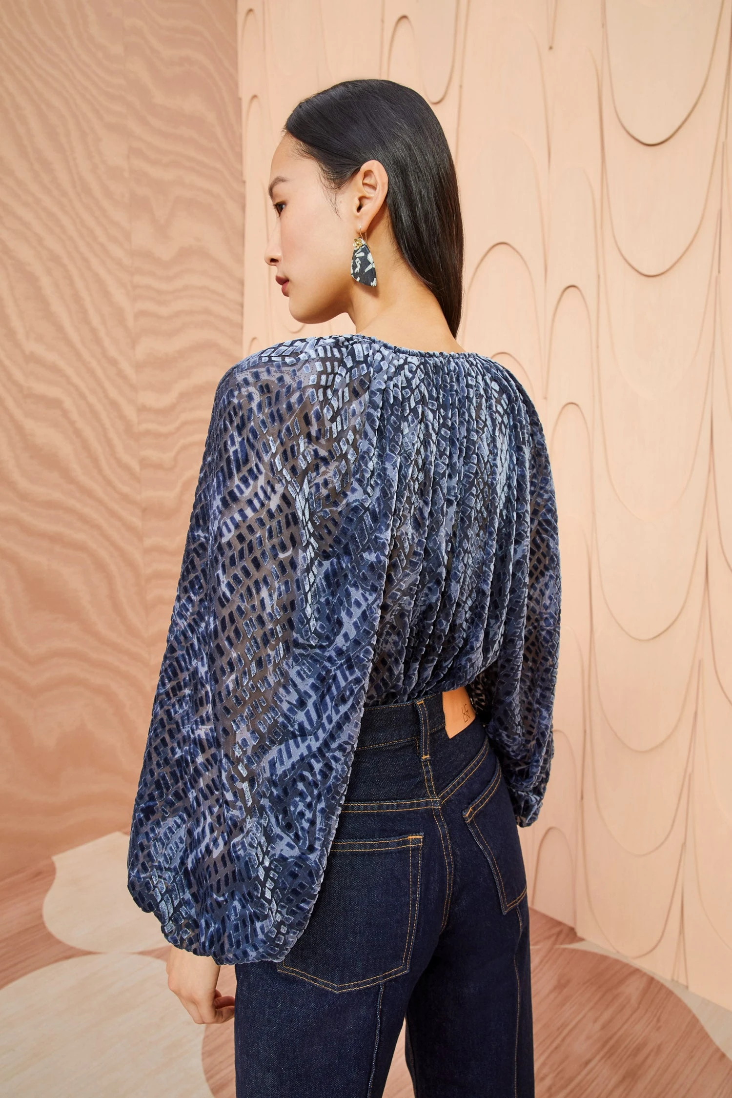 ULLA JOHNSON Pauline Blouse - Marine 5 ULLA JOHNSON Pauline Blouse - Marine - Image 5