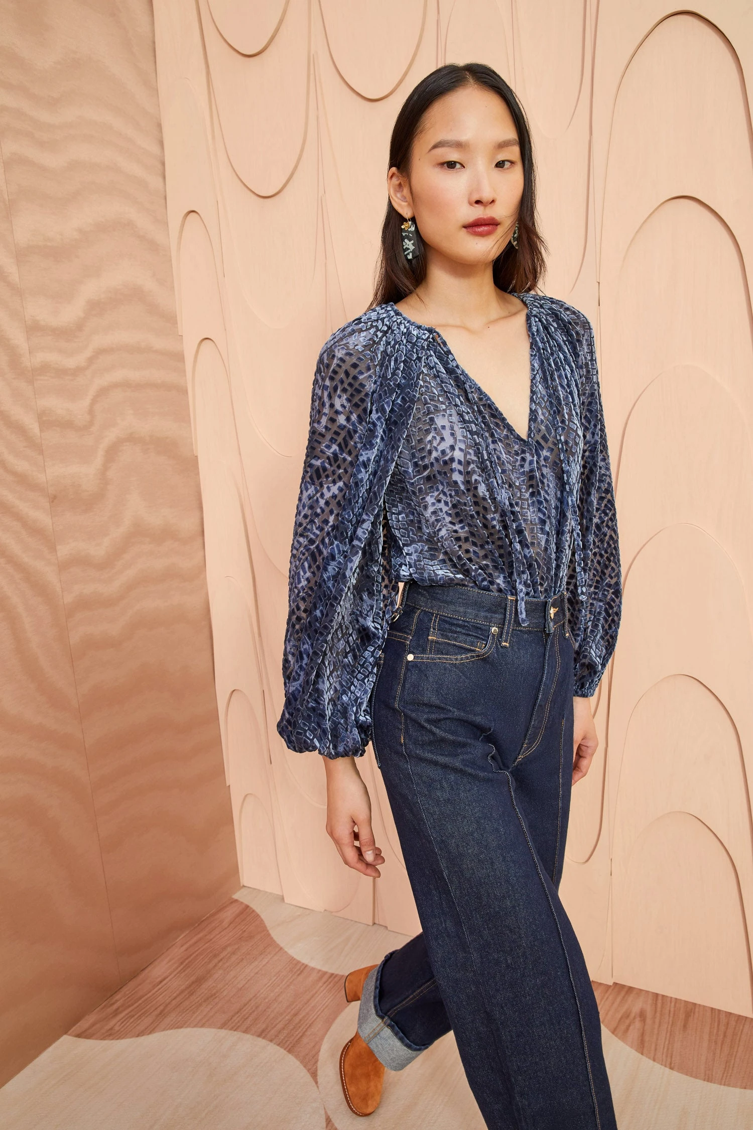 ULLA JOHNSON Pauline Blouse - Marine 1 ULLA JOHNSON Pauline Blouse - Marine