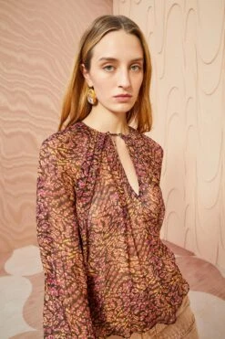 ULLA JOHNSON Pauline Blouse - Pomegranate -ULLA JOHNSON Outlet ULLA JOHNSON Pauline Blouse POMEGRANATE 03