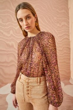 ULLA JOHNSON Pauline Blouse - Pomegranate