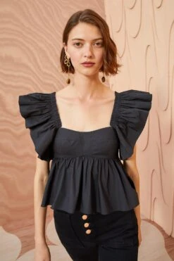 ULLA JOHNSON Romi Top - Noir -ULLA JOHNSON Outlet ULLA JOHNSON Romi Top NOIR 03