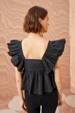 ULLA JOHNSON Romi Top - Noir -ULLA JOHNSON Outlet ULLA JOHNSON Romi Top NOIR 04