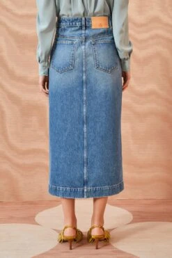 ULLA JOHNSON The Bea Skirt - Danube Medium Indigo Wash -ULLA JOHNSON Outlet ULLA JOHNSON The Bea Skirt DANUBEMEDIUMINDIGOWASH 0105