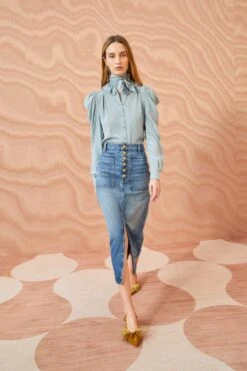 ULLA JOHNSON The Bea Skirt - Danube Medium Indigo Wash