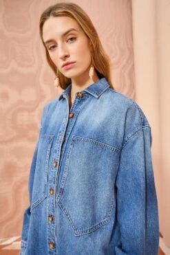 ULLA JOHNSON The Valerie Dress - Danube Medium Indigo Wash 9 ULLA JOHNSON The Valerie Dress - Danube Medium Indigo Wash -ULLA JOHNSON Outlet ULLA JOHNSON The Valerie DANUBE MEDIUM INDIGO WASH 05