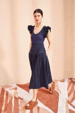 ULLA JOHNSON Virginia Dress - Midnight -ULLA JOHNSON Outlet ULLA JOHNSON Virginia Dress MIDNIGHT 03