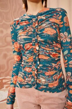 Featured Products -ULLA JOHNSON Outlet ULLA JOHNSON Wren Top DELPHINIUM 02 ALT