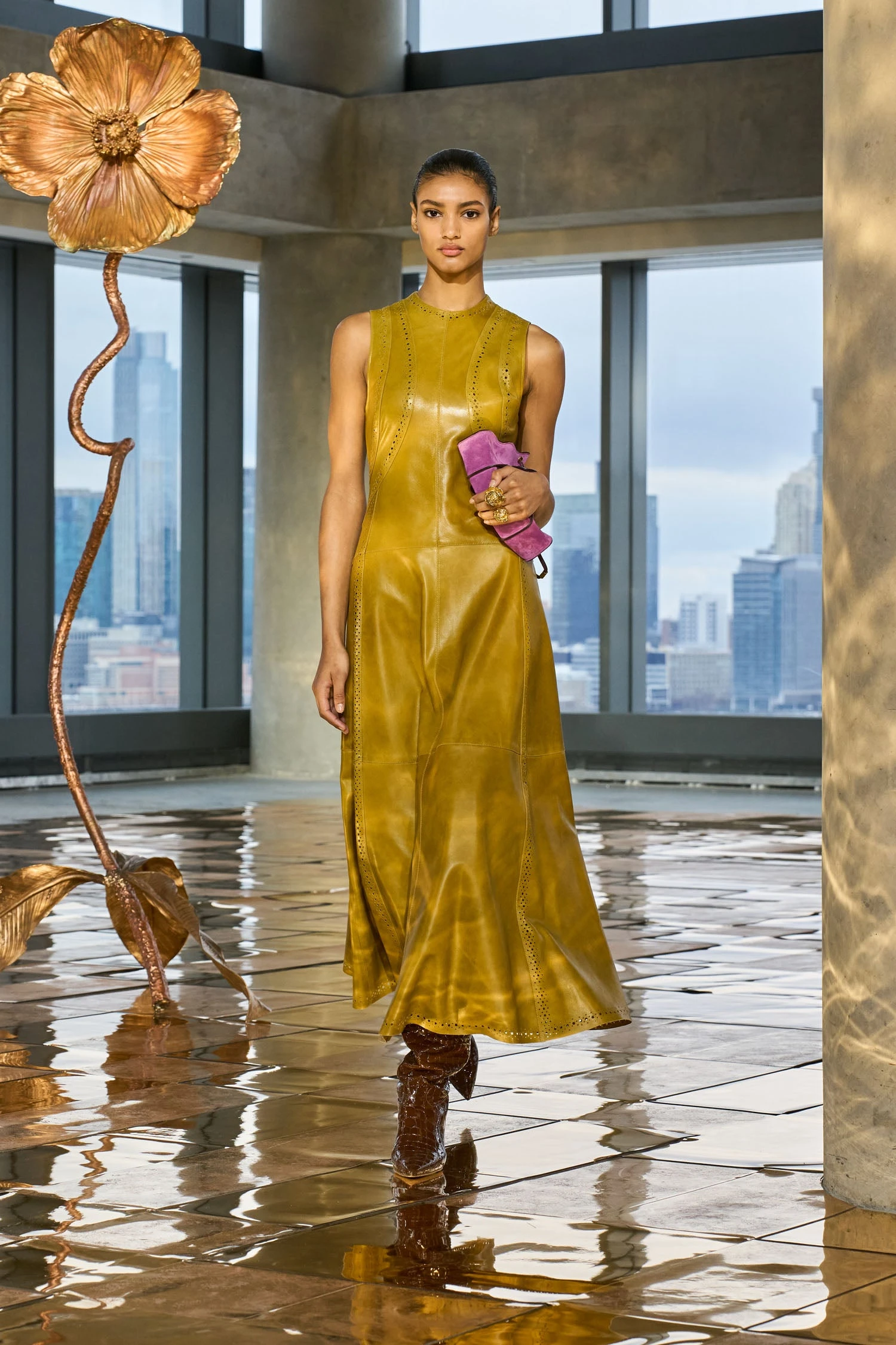 ULLA JOHNSON Juliette Leather Sleeveless Long Dress - Willow 5 ULLA JOHNSON Juliette Leather Sleeveless Long Dress - Willow - Image 5