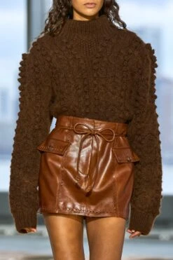 ULLA JOHNSON Luna Leather Mini Skirt - Wenge -ULLA JOHNSON Outlet UllaJohnsonF25details086