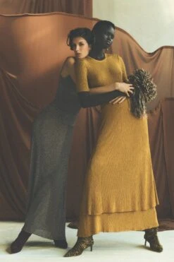 ULLA JOHNSON Maxine Short Sleeve Knit Long Dress - Gild -ULLA JOHNSON Outlet Ulla Johnson PF25 Annemariek van Drimmelen 12